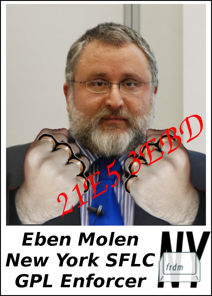 Eben Moglen on a Baseball Card with Brass Knuckles
